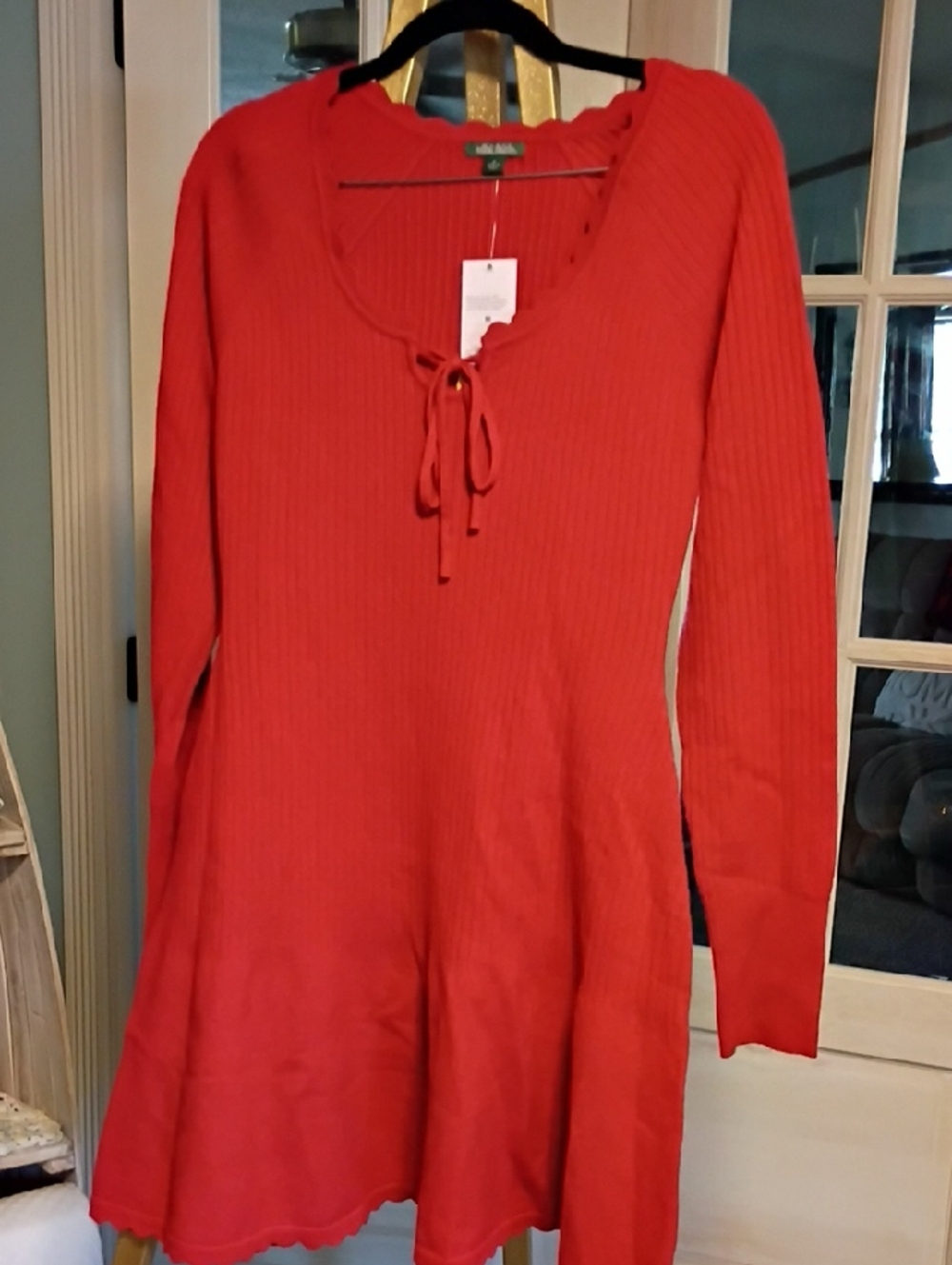 wild fable Red Ribbed Tie-Front Sweater Top